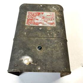R27107 Acme Vintage 6 Volt Battery Charger Cover Metal Patina Acme# Cool