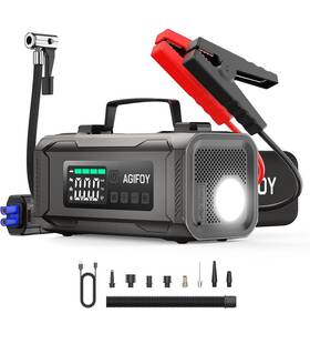 2234567 Agifoy Portable Car Jump Starter With Air Compressor 6-in-1 Battery Charger Tire Etc