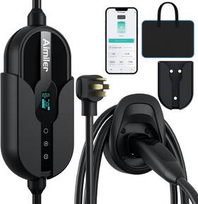 Za05-u007kbf-f014 Aimiler Level 2 Electric Car Ev Charger Wifi App For Jet Dark 32a Nema 14-50 Plug
