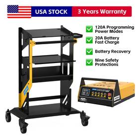 Em355 Autool Ecu Flash Reprogramming Power Supply Car Battery Charger With Rolling Tool Cart