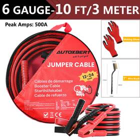 12o061273 Autoxbert Heavy Duty Battery Booster Cable Car Emergency Jumper 4 Gauge 20ft Jump Starter