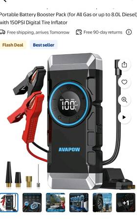 00611419540744 Avapow 3000a Car Battery Jump Starter With Air Compressor