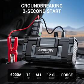 6000a Avapow 313100525565 Car Battery Jump Starter For All Gas Or Up To 12l Diesel Powerful Jum