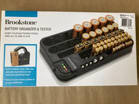 Smbkn-38582 Brookstone Battery Organizer And Tester New/sealed