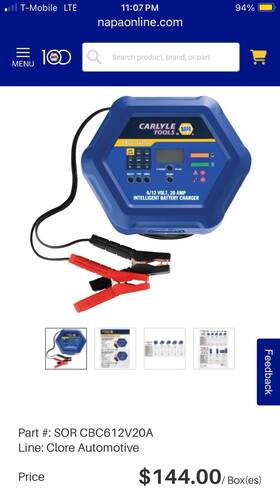 Cbc612v20a Carlyle By Napa 6/12v 2/10/20a Intelligent Battery Charger / Maintainer