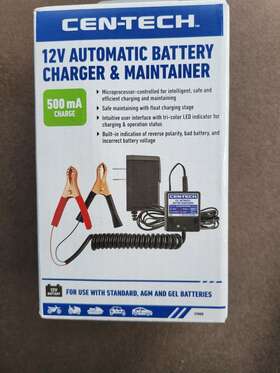 Cen-tech 49000 12 Volt Car Battery Charger Maintainer Automatic Float Trickle-new-l K