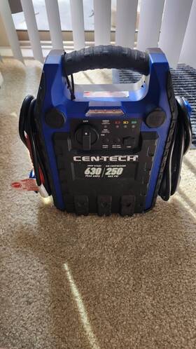 12v17ah Cent Tech 630 Peak Amp 12 Volt Jump Starter And 250 Psi Air Compressor Heavy Duty Cable
