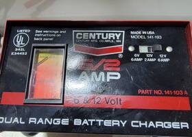 141.193 Century 141-168 Vintage 6/2amp 6/12v Dual Range Battery Charger Model Usa