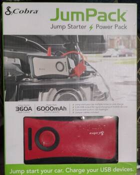 Cpp8000red Cobra Car Jump Starter And 6000mah Usb Portable Power Bank With Flashlight Jumper Cables