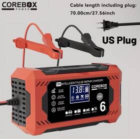 123333553223321111500867 Corebox 12v 6a Smart Battery Charger And Maintainer With Lcd Display Us Plug