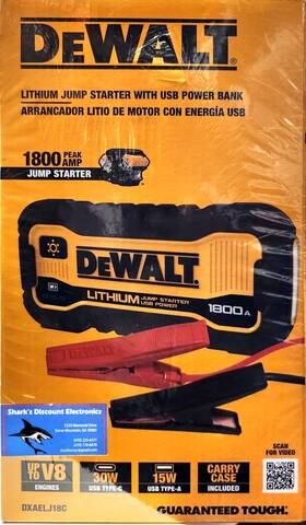 Dxaelj18c Dewalt 814632015987 1800 Peak Amp Li-ion Jump Starter With Usb Power New Free Ship