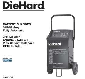 200.71234 Diehard Battery Charger 60/20/2 Amp Fully Automatic 275/125 Engine Starter W