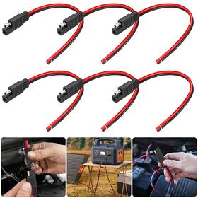 Eeekitonline 600609585665 5x 10awg Sae Extension Cable 30cm/1ft Quick Disconnect Connector For Solar Panel