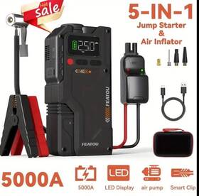Jh208132 Featou Portable Car Jump Starter Battery With Air Compressor 7000a 150psi And Sos Strobe