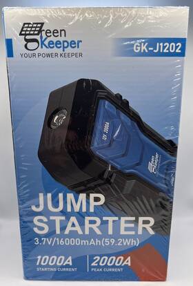 Gk-j1202 Green Keeper Portable Jump Starter 2000a Car Battery Jumper 12v. Sealed Free Shipping