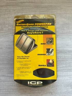 11-1583 Icp Global Technologies Solar Powered Battery Saver Powerpak Portable Power Source Nos