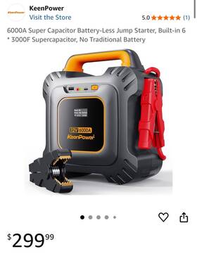 3000f Keenpower 376326669579 6000a Super Capacitor Battery-less Jump Starter Built-in 6