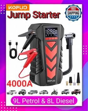 App-usr61-ztj Kopuo 12000mah 4000a Portable Car Battery Jump Starter Charger With Air Compressors