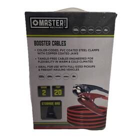 268913 Master Mechanic 2 Gauge Heavy Duty Jumper Cables For Car And Truck Battery 20-ft 268913 Master Mechanic 2 Gauge Heavy Duty Jumper Cables For Car And Truck Battery 20-ft