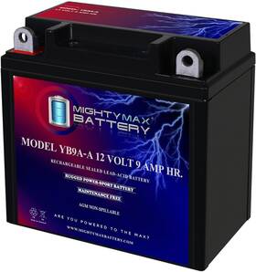 3838040 Mighty Max Battery Yb9a-a -12 Volt 9 Ah 130 Cca Rechargeable Standard