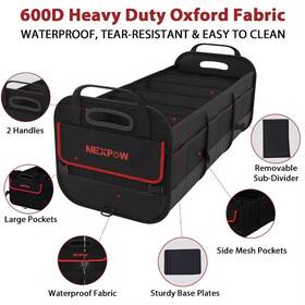 Nexpow 739562737153 Car Trunk Organizer 95l Collapsible Suv Multi-compartment