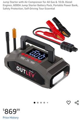 Sl6000r-n Outlev Jump Starter With Air Compressor For Car All Gas And 10.0l Diesel Engines 6000a