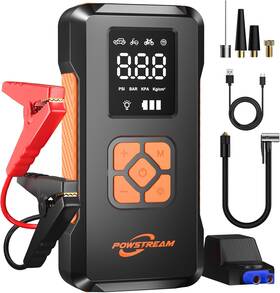 Md02-orange Powstream Md02 Portable Car Jump Starter With Air Compressor 3500a