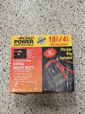 08663 Road Power Jumper Cable 4 Gauge 18 Ft Heavy Duty 500 Amps New In Box