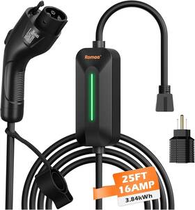 Rm-ev-p009 Romaa Ev Charger Sae J1772 Level 1/2 110-240v 16a Nema 6-20/5-15 Plug Ioniq Leaf Bolt