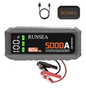 D28-5000a Runsea 5000a Portable Jump Starter 60w Quick Charge Speed 12v Car Battery