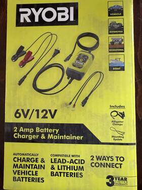 Acoi2001 Ryobi 6v/12v 2a Battery Changer And Maintainer Car Charger Acoi2001 Ryobi 6v/12v 2a Battery Changer And Maintainer Car Charger