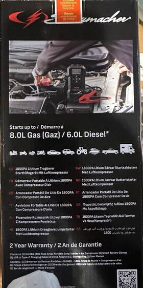1800pa Schumacher Lithium Portable Jump Starter And Air Compressor