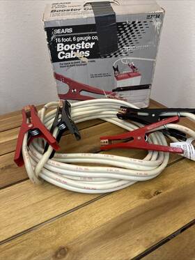 287134 Sears Vintage Booster Cable Jumper Cables 16 Foot 6 Gauge 28 7134