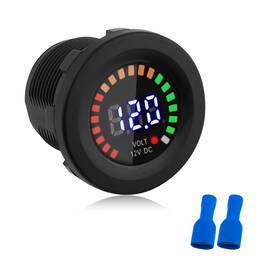 Stacool-12v Stacool Battery Voltage Meter Waterproof Dc 12v Led 1.70 X 1.48 Inches Black