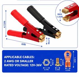 66mq658920 Taiyin Battery Charger / Jumper Cable Clamp Replacement 1000-amp 1-set 6-inch Size