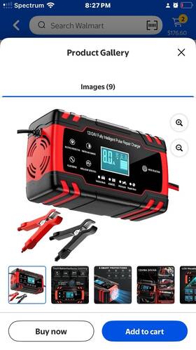 Tidymend 086446545675 Car Battery Charger Fully Automatic 12&24 Volt