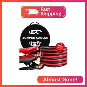 0812 Topdc 8 Gauge 12 Feet Jumper Cables For Car Battery Heavy Duty Automotive Boost