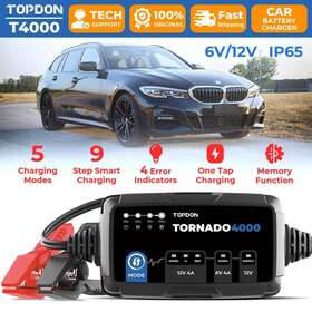 Topdon 850028162071 4a Heavy Duty Smart Car Battery Charger 12v/6v Automatic Pulse Repair Trickle