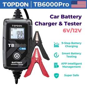 Tb6000pro Topdon T1200 T4000 Tb8000 6amp Car Battery Charger And 6v/12v Tester 2-in-1 Tool
