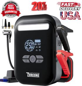 6000a Tor-cone Sj-50 Portable Jump Starter With Air Compressor Car Battery Booster Jumper Box