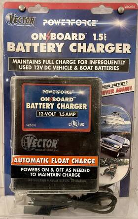 Vec070 Vector Powerforce On-board 1.5 Amp Automatic Maintenance Battery Charger