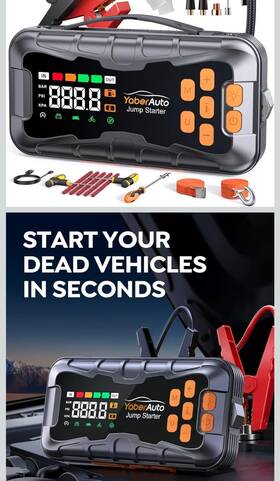 8000a Yaberauto Ap03 New 16-in-1 Jump Starter With Air Compressor 150psi 12v Cables