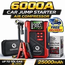 6000A Car Jump Starter With Air Compressor Portable Battery Booster 12V Box. Fixed Price $53.99.