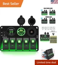 All-in-one Green Rocker Switch Panel With Usb Charger, Voltmeter & Power Save. Fixed Price $72.97.