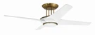 Cam 1-LIGHT 54" Hanging Ceiling Fan White With Satin Brass. Fixed Price $597.50.
