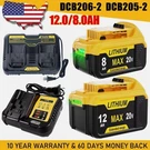 For Dewalt Volt Max 12.0AH Lithium Ion Battery / Charger DCB206 DCB200-2. Fixed Price $40.99.
