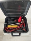Emergency Car Kit With Jumper Cables, Tire Inflator Iron & Hard Case. Fixed Price $19.99.