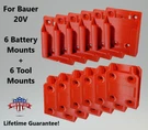 Combo: 6 Battery + Tool Mounts/hangers/holders/brackets For Bauer 20V. Fixed Price $20.99.