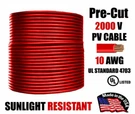 Awg Pv Wire Red Solar Cable 1000/2000V Copper Pre-cut 500 Ft. Fixed Price $171.00.